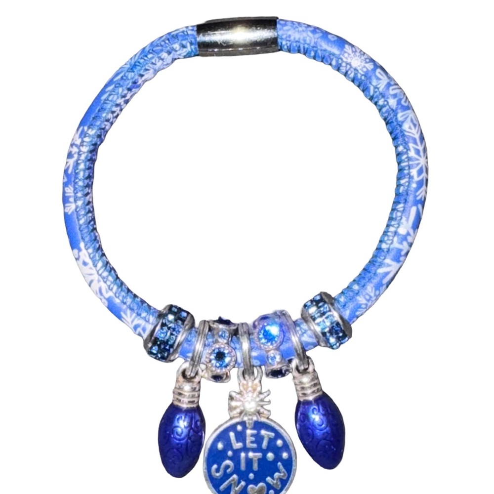 Brighton Snowflakes Woodstock leather bracelet with blue enamel charms - Picture 2 of 4